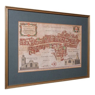 Antique London Street Map, Aldersgate, English, Framed, the Barbican, Georgian For Sale