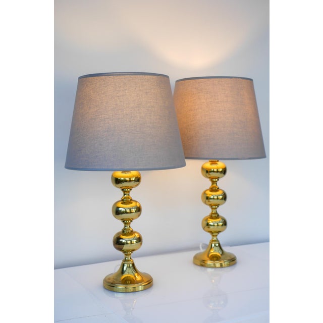 Scandinavian Modern Space Age Brass Table Lamps from Nafa, Sweden, 1970s, Set of 2 For Sale - Image 15 of 18
