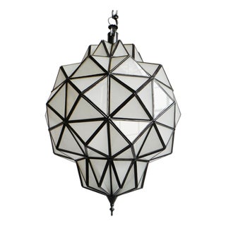 Vintage Frosted Prism Stack Asian Modern Pendant Light For Sale