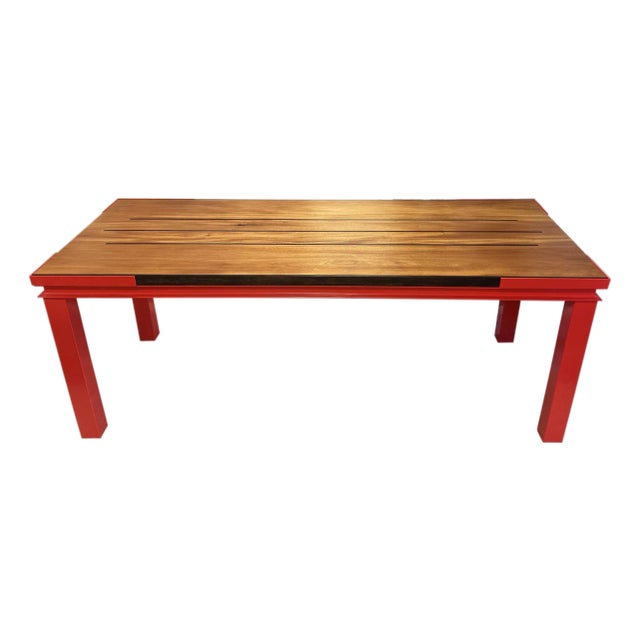 "Girder Dining Table" Mahogany Wenge Steel Table by Ben Schmitt For Sale