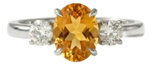 Natural Citrine Engagement Ring, Three Stone Gemstone Ring Us 7
