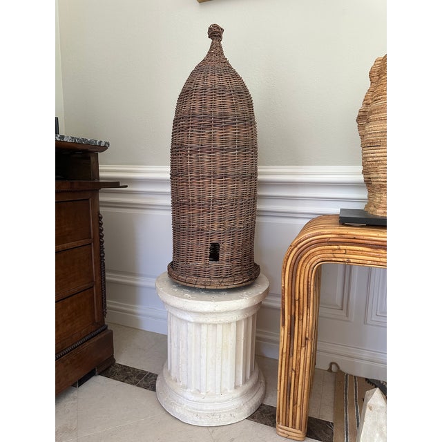 Vintage 36” Woven Wicker Bee Skep For Sale - Image 14 of 15