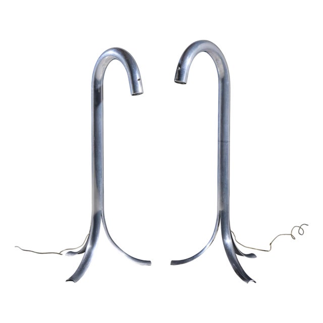 John Mascheroni Mid Century Aluminum Tubo Floor Lamps - Pair For Sale