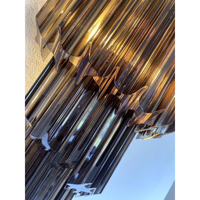 Set of Two Venetian Fumè "Quadriedro" Murano Glass Wall Sconces For Sale - Image 9 of 11