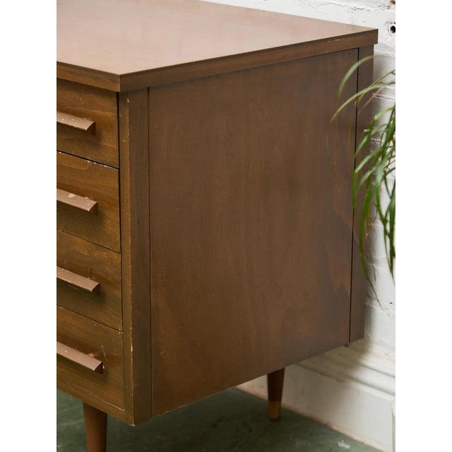 Burnt Umber Vintage Walnut Double Pedestal Desk For Sale - Image 8 of 12