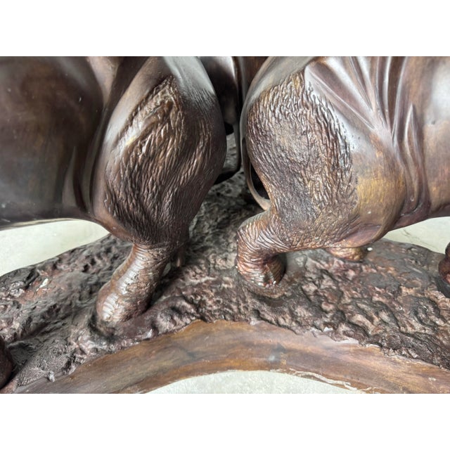 Maitland Smith Bronze Three-Elephant Dining Table Base For Sale - Image 11 of 12