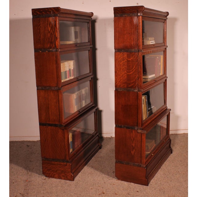 Oak Bookcases from Globe Wernicke, 1900s, Set of 2 For Sale - Image 9 of 11