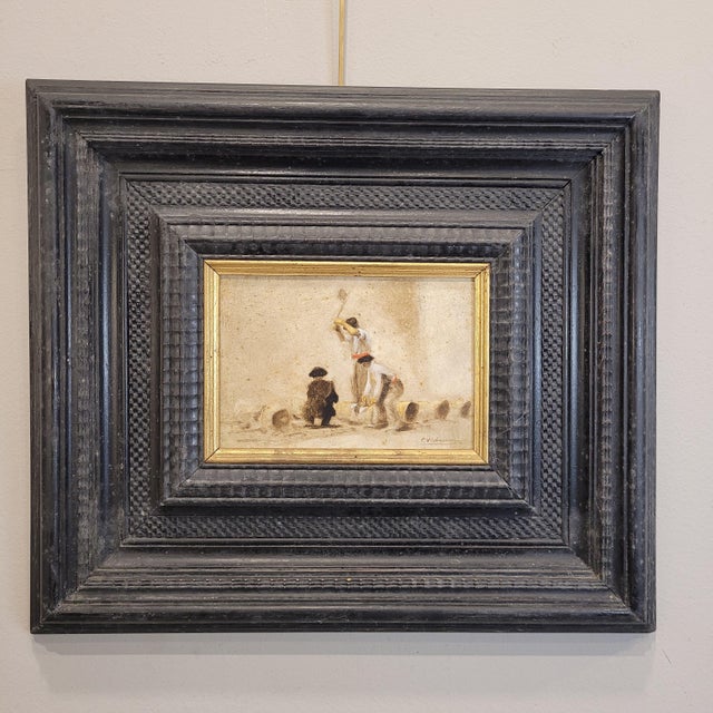 C. Vidaime, Basque Customs, Early 20th Century, Oil Painting on Board, Framed, Set of 2 For Sale - Image 3 of 18
