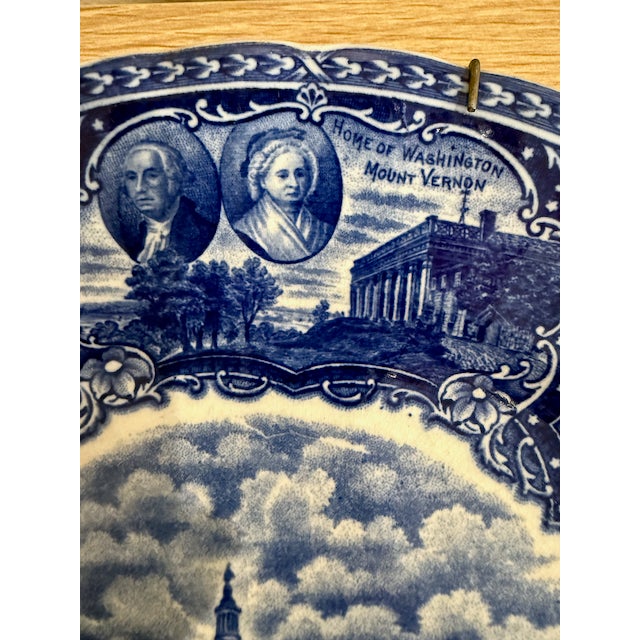 American Antique Blue & White Washington d.c. Capitol Commemorative Plate – Staffordshire, England No. 581296 For Sale - Image 3 of 8