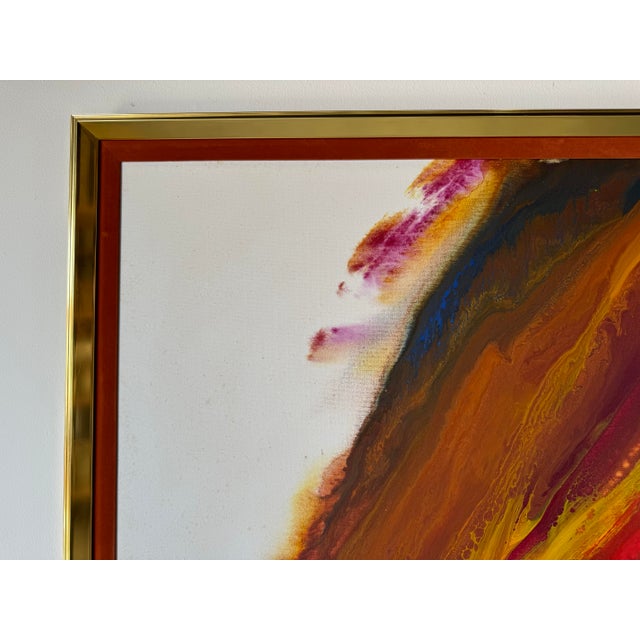 1970s Large - 1970s Mid-Century Abstract Expressionist Acrylic on Canvas Painting by Ted R. Lownik, Framed For Sale - Image 5 of 12
