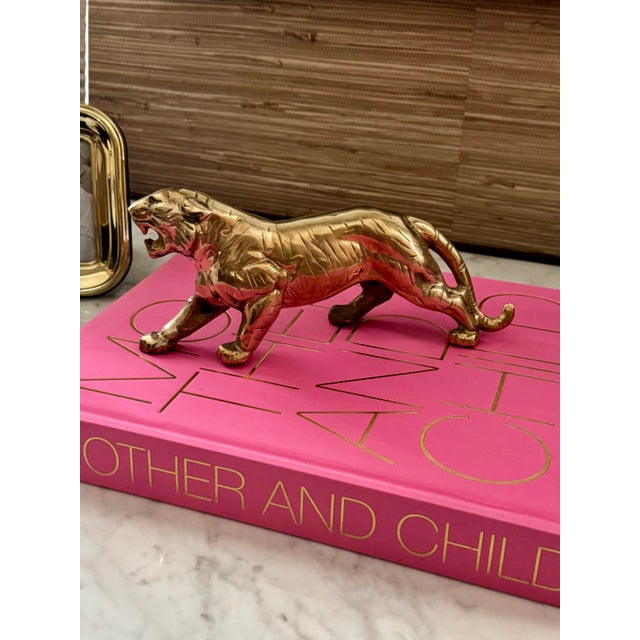 Metal Vintage Solid Brass Tiger For Sale - Image 7 of 8