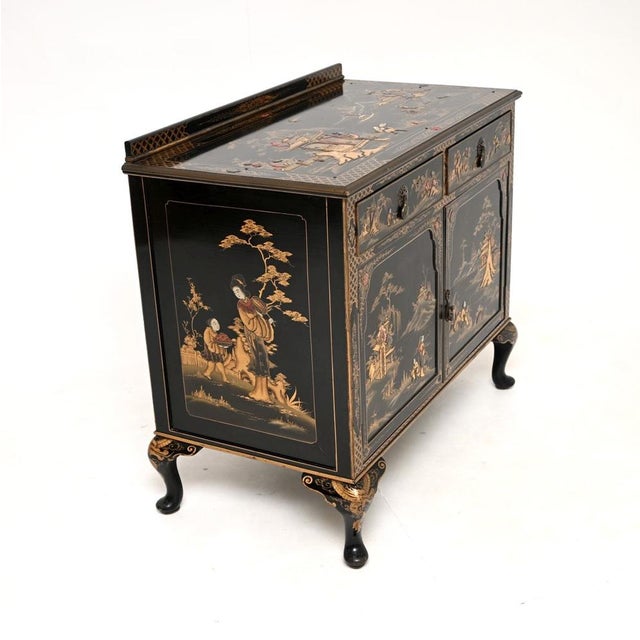 1900 - 1909 Antique Lacquered Chinoiserie Cabinet, 1900 For Sale - Image 5 of 15