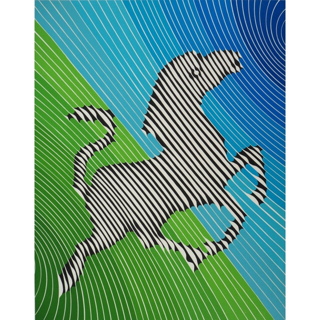 Victor VASARELY (1906-1997) Kinetic composition: Rearing Zebra, 1984 Original color lithograph Signed in pencil Numbered /...