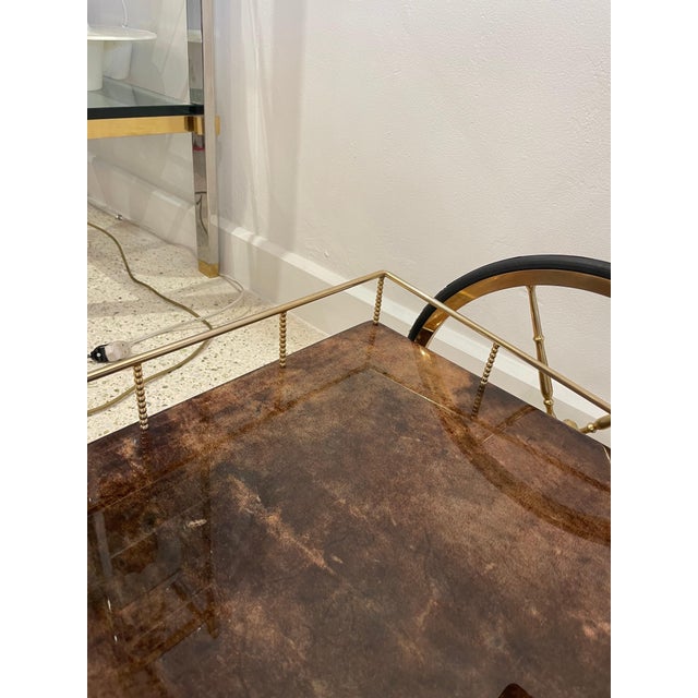 Aldo Tura Aldo Tura Geometric Design Bar Cart For Sale - Image 4 of 18