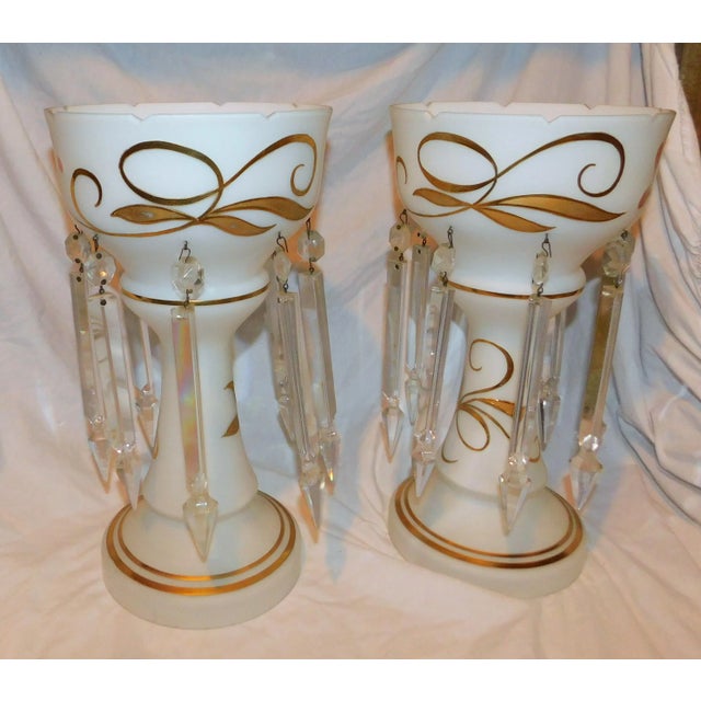 Pair of 1920s Milk Glass Candle Lustres For Sale In Philadelphia - Image 6 of 11