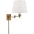 Triple Swing Arm Wall Lamp in Hand-Rubbed Antique Brass with Silk Shade Height: 13" Extension: 18.5" Backplate: 3.5" x...
