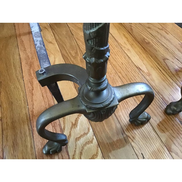 1920s Solid Brass Traditional Andirons - a Pair For Sale In Orlando - Image 6 of 10
