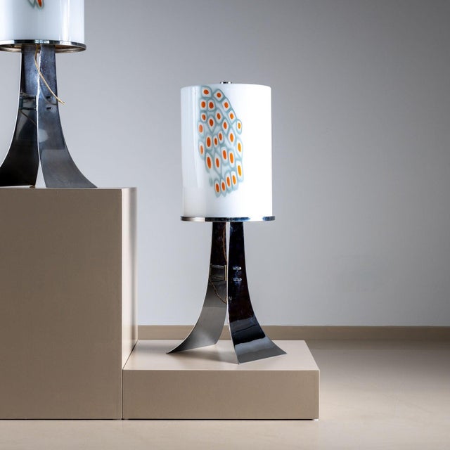 White Pair of Table Lamps by Alfredo Barbini, Italy 1960s For Sale - Image 8 of 18
