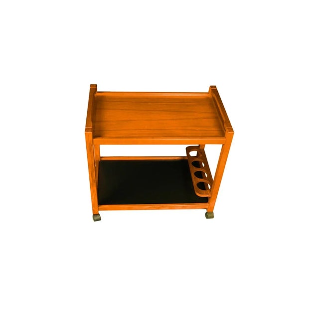 Wood Mid Century Danish 1960s Teak Bar Cart Denmark For Sale - Image 7 of 10