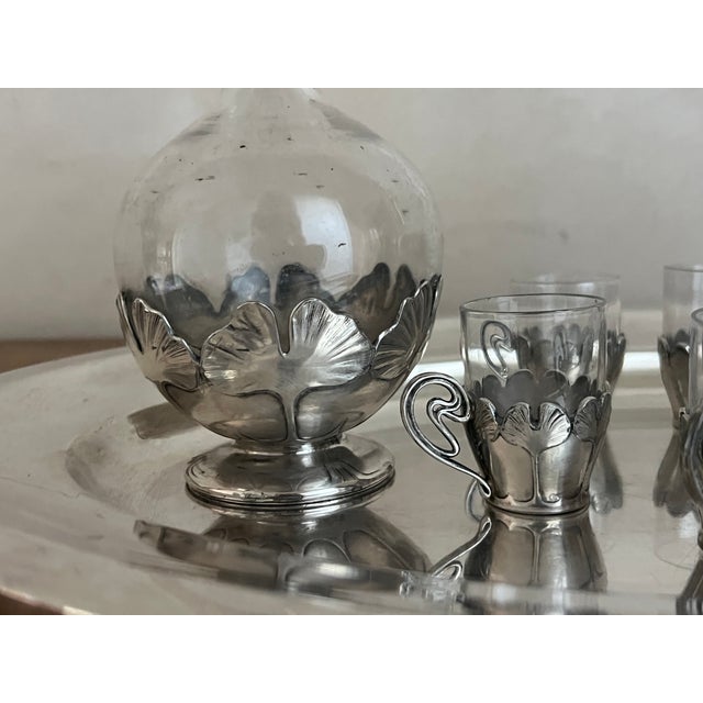 1930s Early 20th Century Christofle Art Nouveau Decanter and Glass Set on Tray For Sale - Image 5 of 12