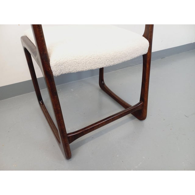 Vintage Sleigh Chair in Wood and Bouclé Fabric from Baumann, 1960s For Sale - Image 12 of 13