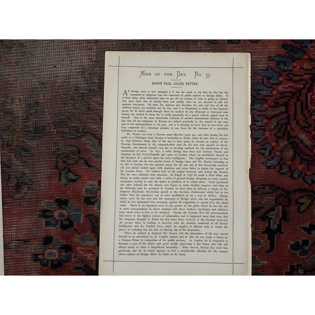 Figurative Antique 19th C. Vanity Fair Lithograph & Description - Baron Paul Reuter For Sale - Image 3 of 5