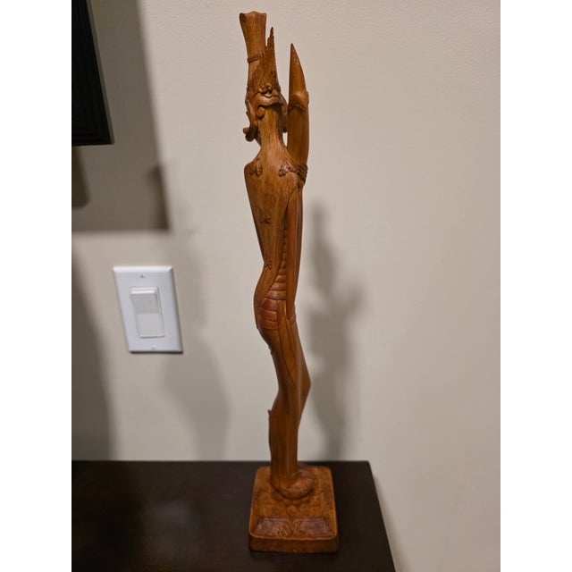 1950s Signed K. Dana (Mas, Bali) Elongated Art Deco Two-Piece Hardwood Sculpture For Sale - Image 4 of 12