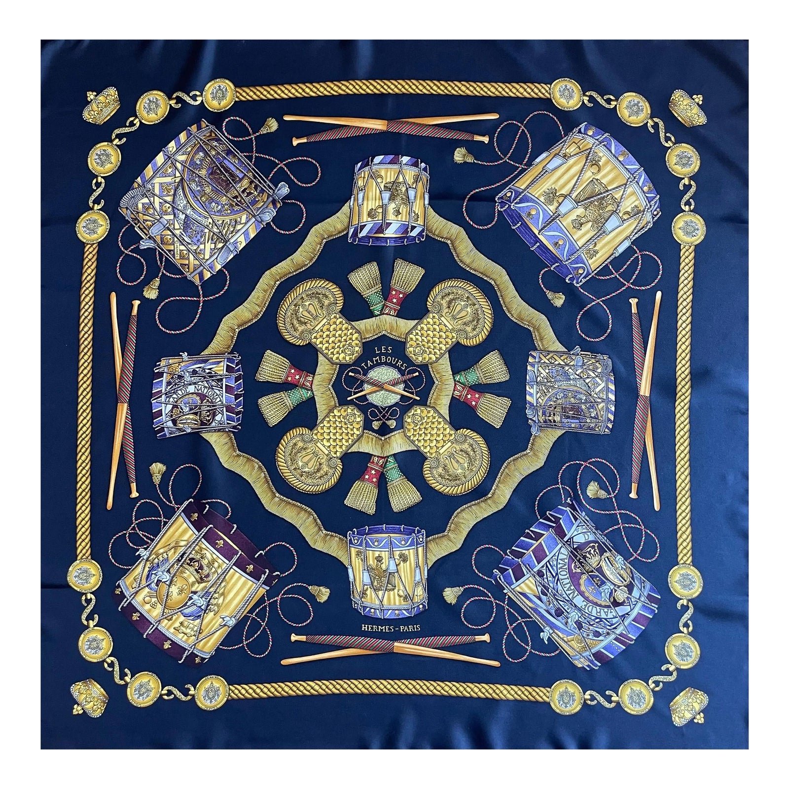 Hermès Scarf « Les Tambours » 1989 | Chairish