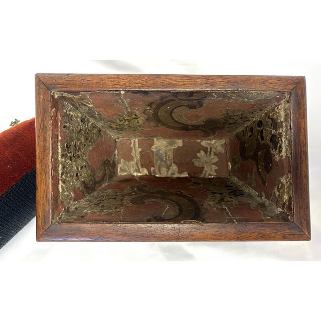 19th Century Antique Rosewood Sewing Box With Velvet Top and Assorted Pins For Sale In West Palm - Image 6 of 18