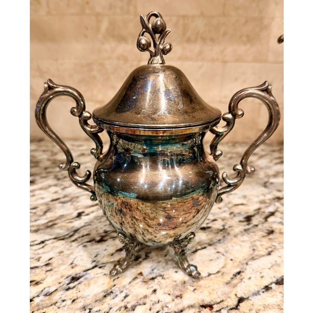 Vintage English Silver Mfg. Corp. Silver on Copper Tea & Coffee Service, Set of 5 For Sale - Image 4 of 10