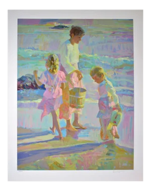 Don Hatfield, "Daughters" Large color original serigraph, 1992