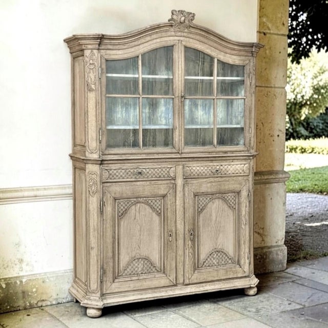 18th Century Rustic Belgian Regence Stripped Oak Bookcase Cabinet For Sale - Image 18 of 18