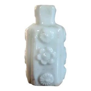 Antique 18th Century Chinese Blanc De Chine Porcelain Snuff Bottle With Relief Flower Head Decoration