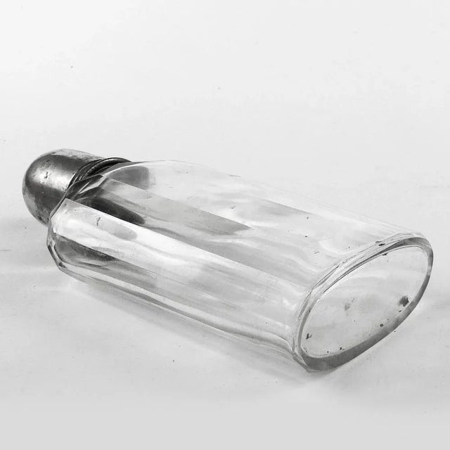 Silver Art Deco French Crystal Flask, 1930s For Sale - Image 8 of 13