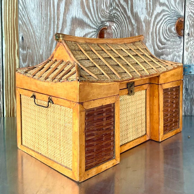 Vintage Boho Pagoda Trunk For Sale - Image 4 of 9
