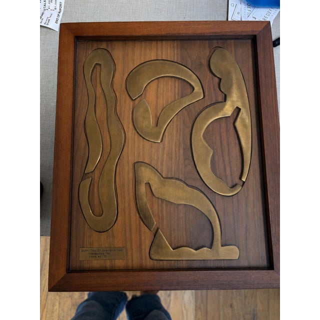 Barry Tinsley “Interlocution” 1966 Bronze Relief Sculpture Edition 1/25 Walnut Frame American Artist For Sale - Image 4 of 7