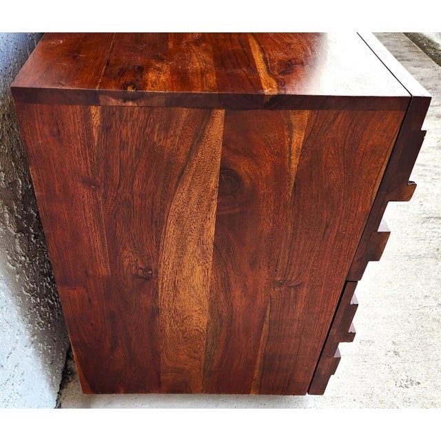 MCM Solid Exotic Wood Bachelor Chest & Nightstands Bedroom Suite For Sale - Image 11 of 18