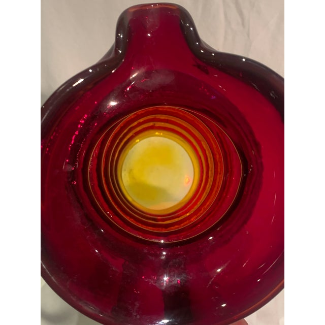 Raspberry Red Mid 20th Century Amberina Caterpillar Pitcher For Sale - Image 8 of 11