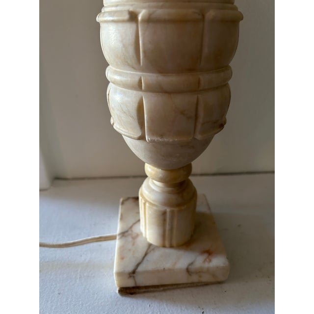 Italian Antique Italian Carved Alabaster Urn Table Lamp For Sale - Image 3 of 5