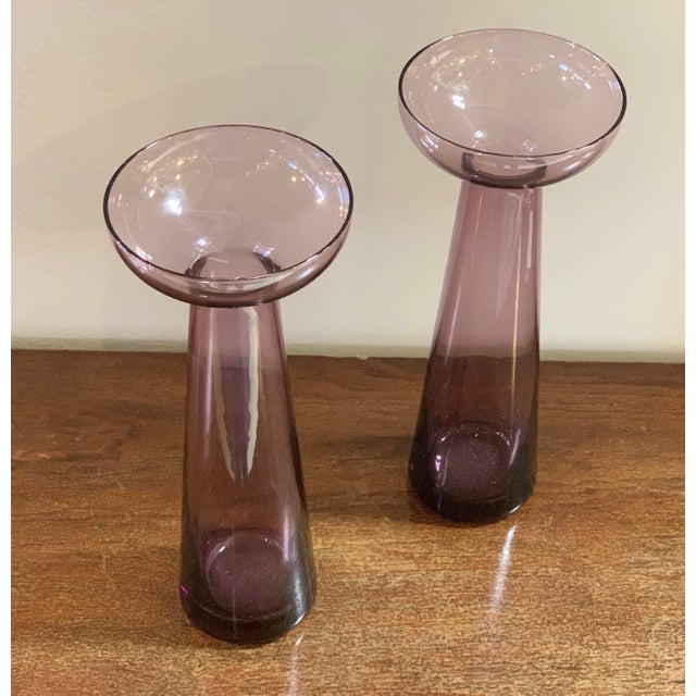 Amethyst Glass Candle Holders a Pair Chairish