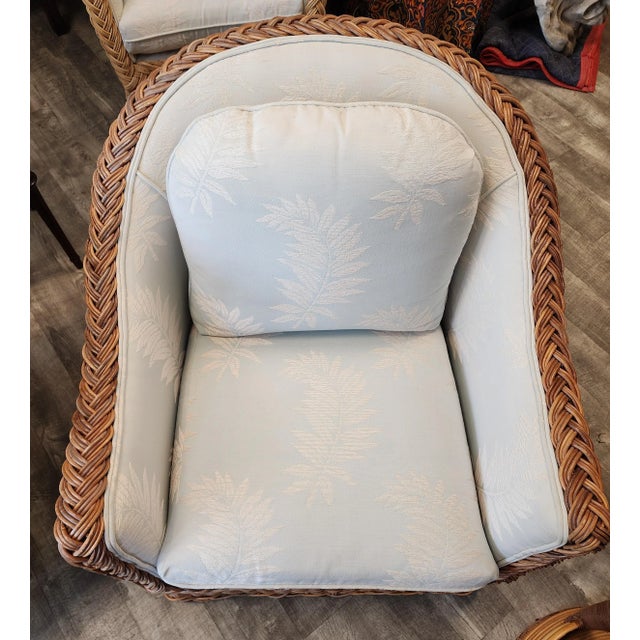 Late 20th Century Michael Taylor Style Wicker Rattan Armchair For Sale - Image 9 of 17