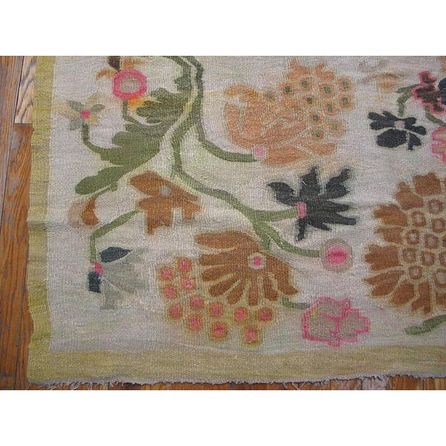Antique Bessarabian Flatweave Rug With Floral Design in a Special Ivory Background Color For Sale In New York - Image 6 of 12