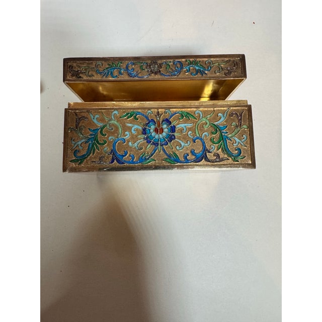 Vintage Chinese Export Silver & Enamel Smoking Set, Cigarette Holder & Pair of Ashtrays For Sale - Image 9 of 11