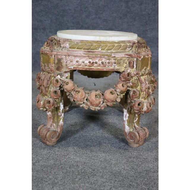 Late 19th Century Carved French Louis XV Marble Top Pedestal Low Table Attr. Francois Linke For Sale - Image 5 of 11