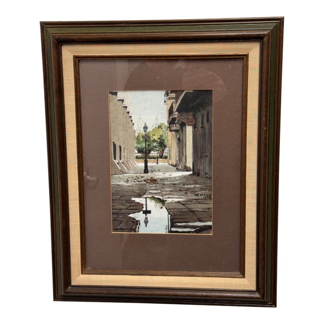 Paul De La Fille New Orleans Watercolor Painting, Framed For Sale