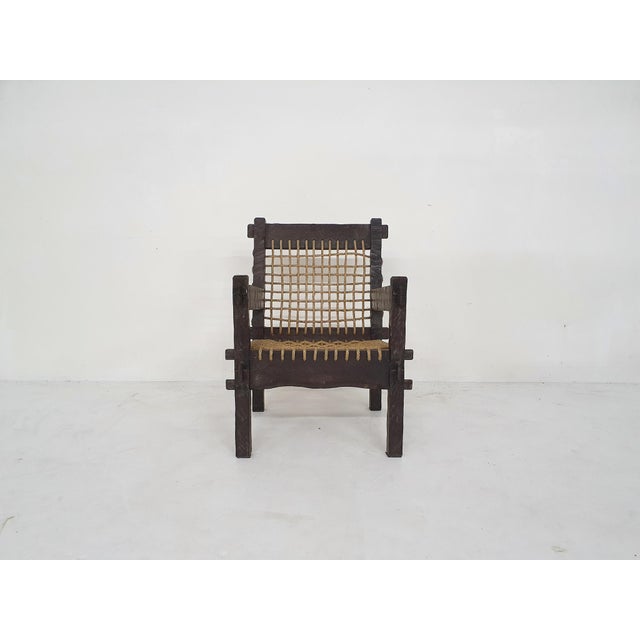 Oak and Rope Lounge Chair, the Netherlands, 1960s For Sale - Image 4 of 12