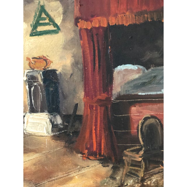 Red Vintage Original Cottage Interior Oil Painting: Framed Farmhouse Art by Bjarne Landberg For Sale - Image 8 of 12