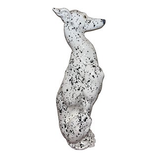 1990s Ceramic Spotted Whippet Greyhound Sculpture- Signed For Sale