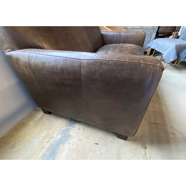 Distressed Brown Leather Sofa Love Seat For Sale In Los Angeles - Image 6 of 10