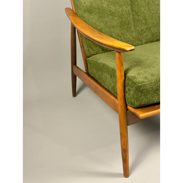 Vintage Scandinavian Lounge Chair in Green Upholstery and Beech Wood, 1960s For Sale - Image 9 of 17